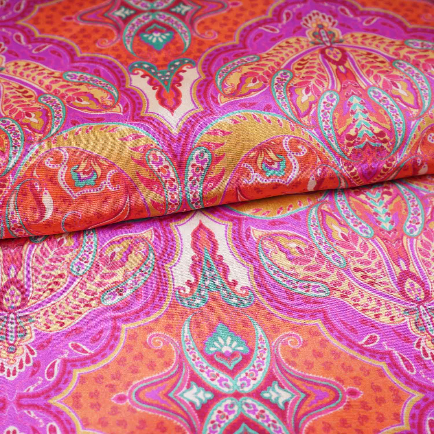 Pink With Multicolor Floral Print Crepe Fabric GT-29178 - TradeUNO