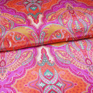 Pink With Multicolor Floral Print Crepe Fabric GT-29178 - TradeUNO