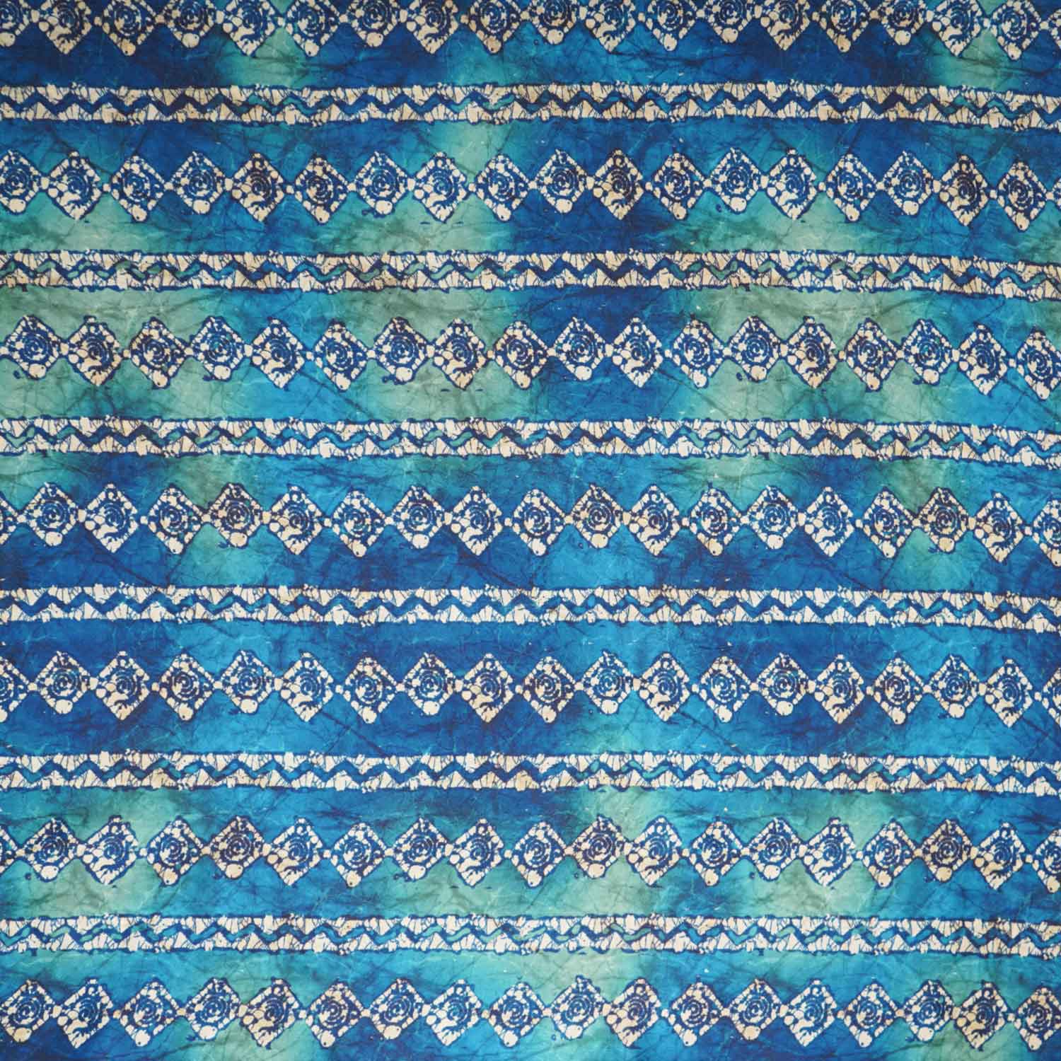 Teal Blue Strips Print Crepe Fabric GT-29180 - TradeUNO