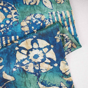 Teal Blue With Multicolor Floral Print Crepe Fabric GT-29181 - TradeUNO