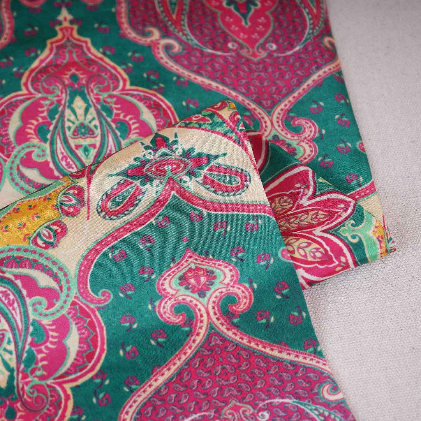 Magenta Pink With Multicolor Floral Print Crepe Fabric GT-29183