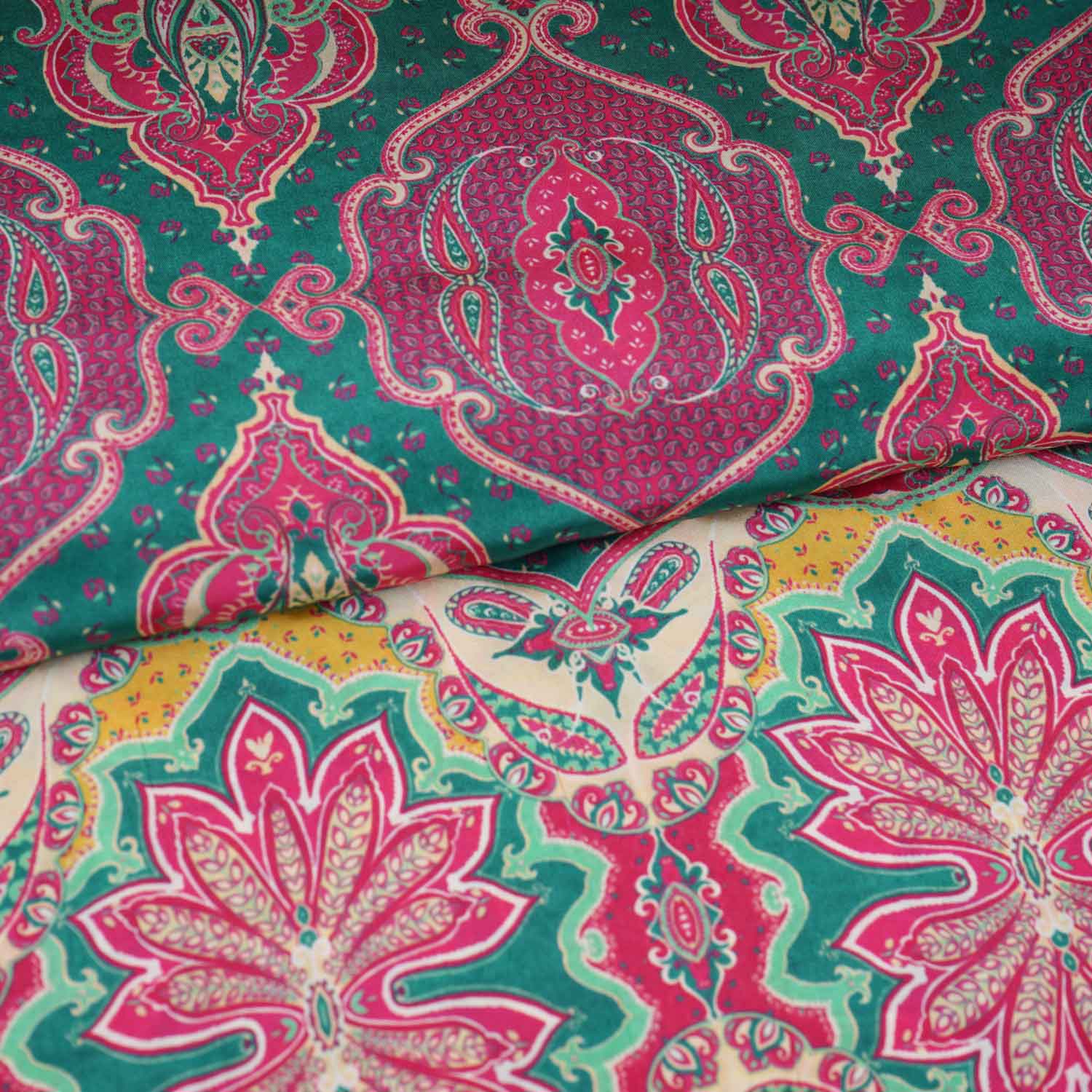 Magenta Pink With Multicolor Floral Print Crepe Fabric GT-29183 - TradeUNO