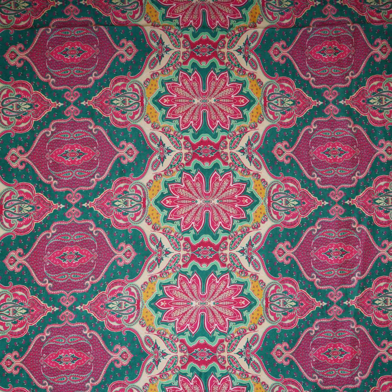 Magenta Pink With Multicolor Floral Print Crepe Fabric GT-29183 - TradeUNO