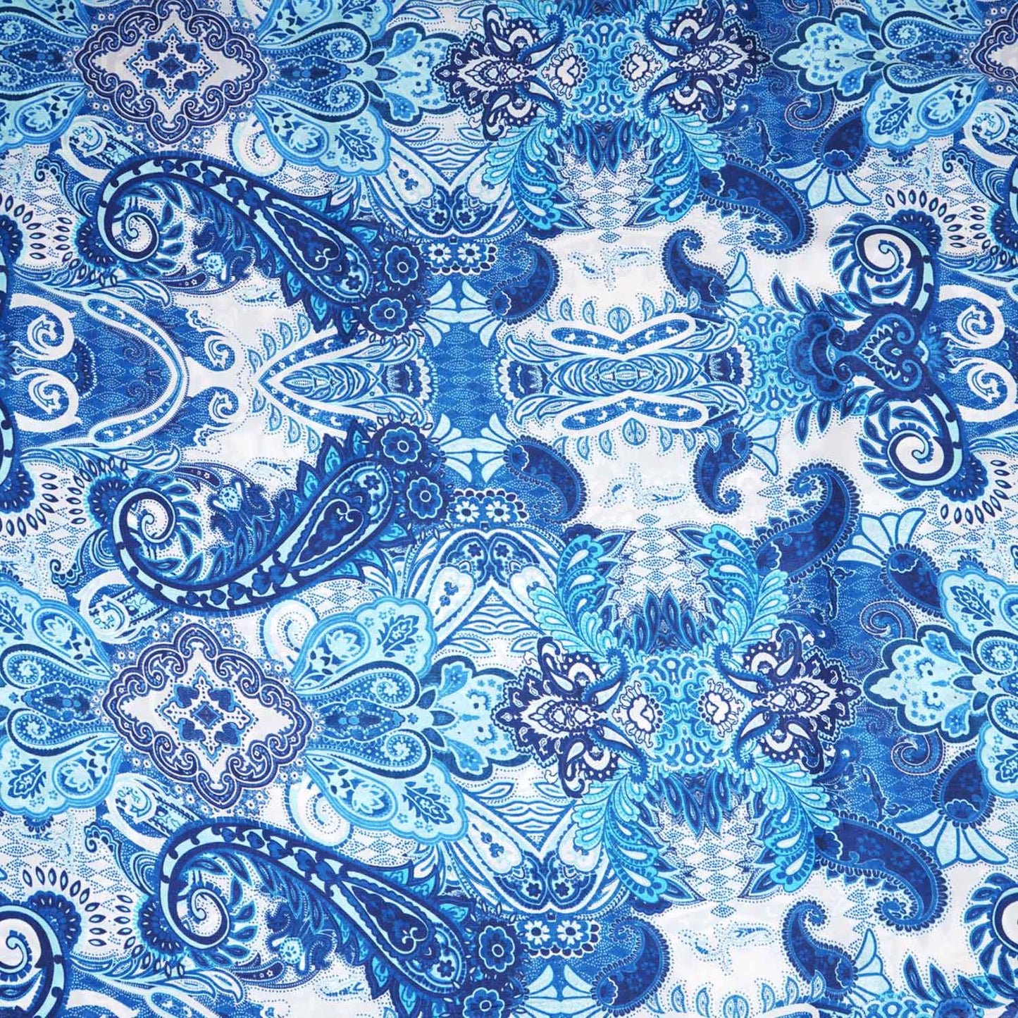 Blue With off White Floral Print Crepe Fabric GT-29184