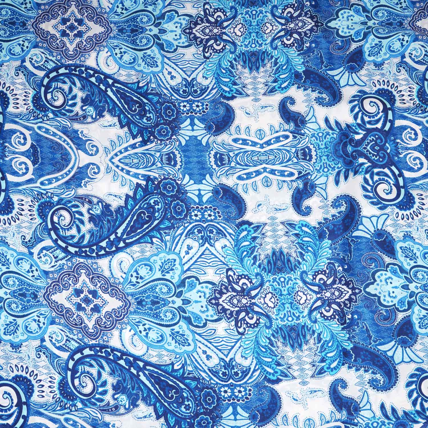 Blue With off White Floral Print Crepe Fabric GT-29184 - TradeUNO