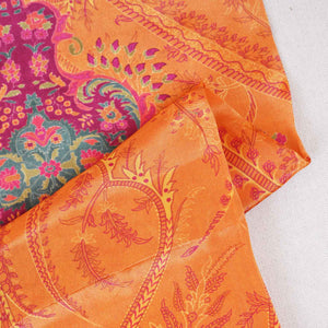 Orange Floral Print Crepe Fabric GT-29185 - TradeUNO