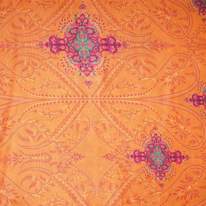Orange Floral Print Crepe Fabric GT-29185 - TradeUNO