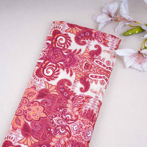 Maroon With Off White Floral Print Crepe Fabric GT-29186 - TradeUNO
