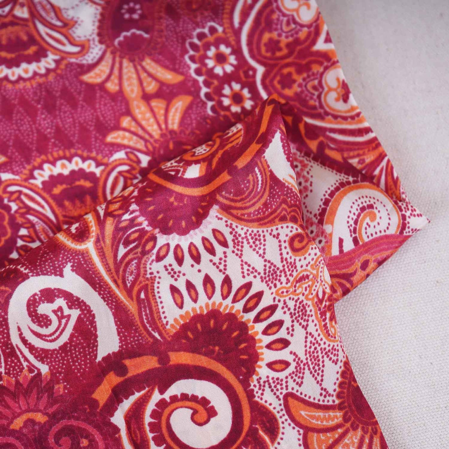 Maroon With Off White Floral Print Crepe Fabric GT-29186