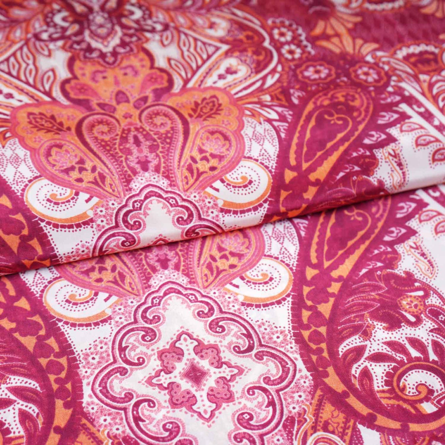 Maroon With Off White Floral Print Crepe Fabric GT-29186