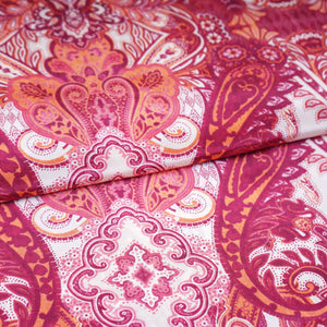 Maroon With Off White Floral Print Crepe Fabric GT-29186 - TradeUNO