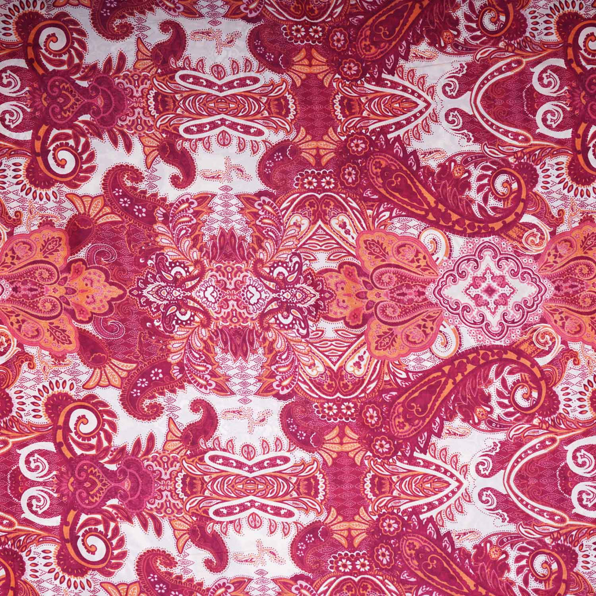 Maroon With Off White Floral Print Crepe Fabric GT-29186 - TradeUNO