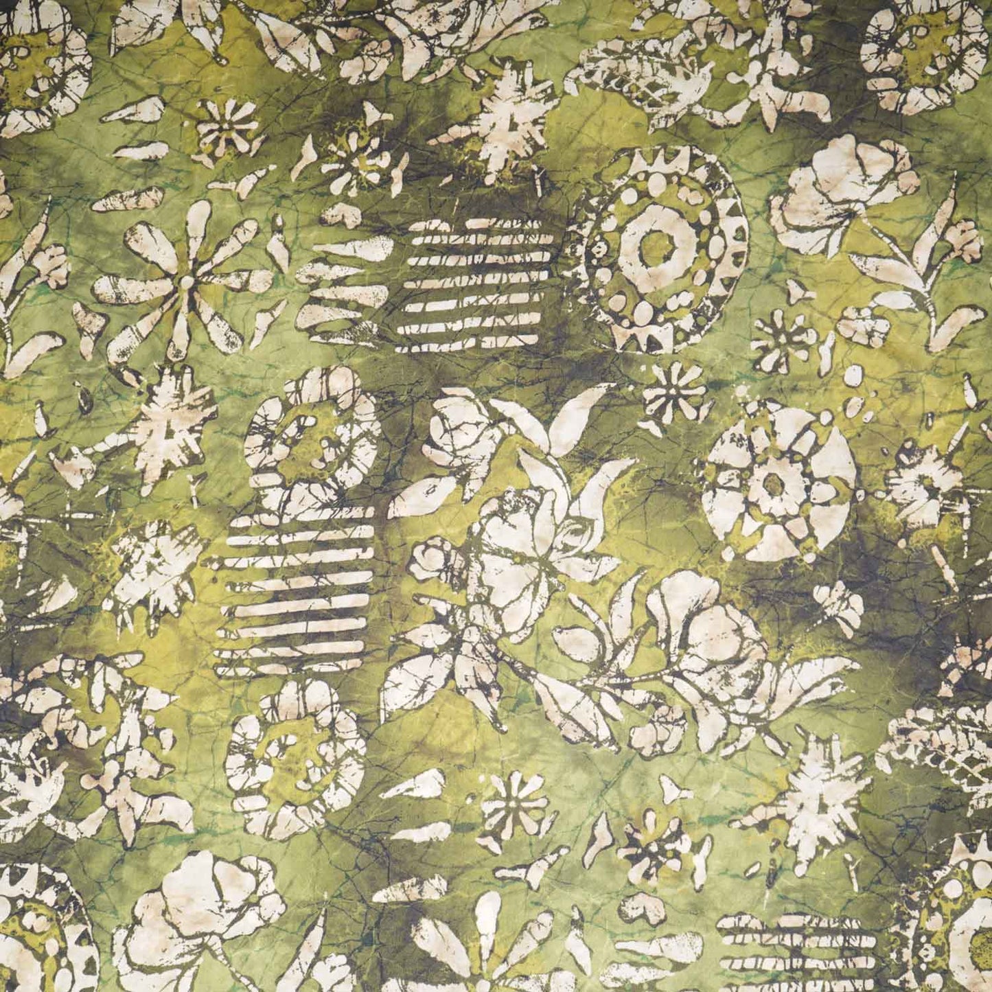 Parrot Green Floral Print Crepe Fabric GT-29189