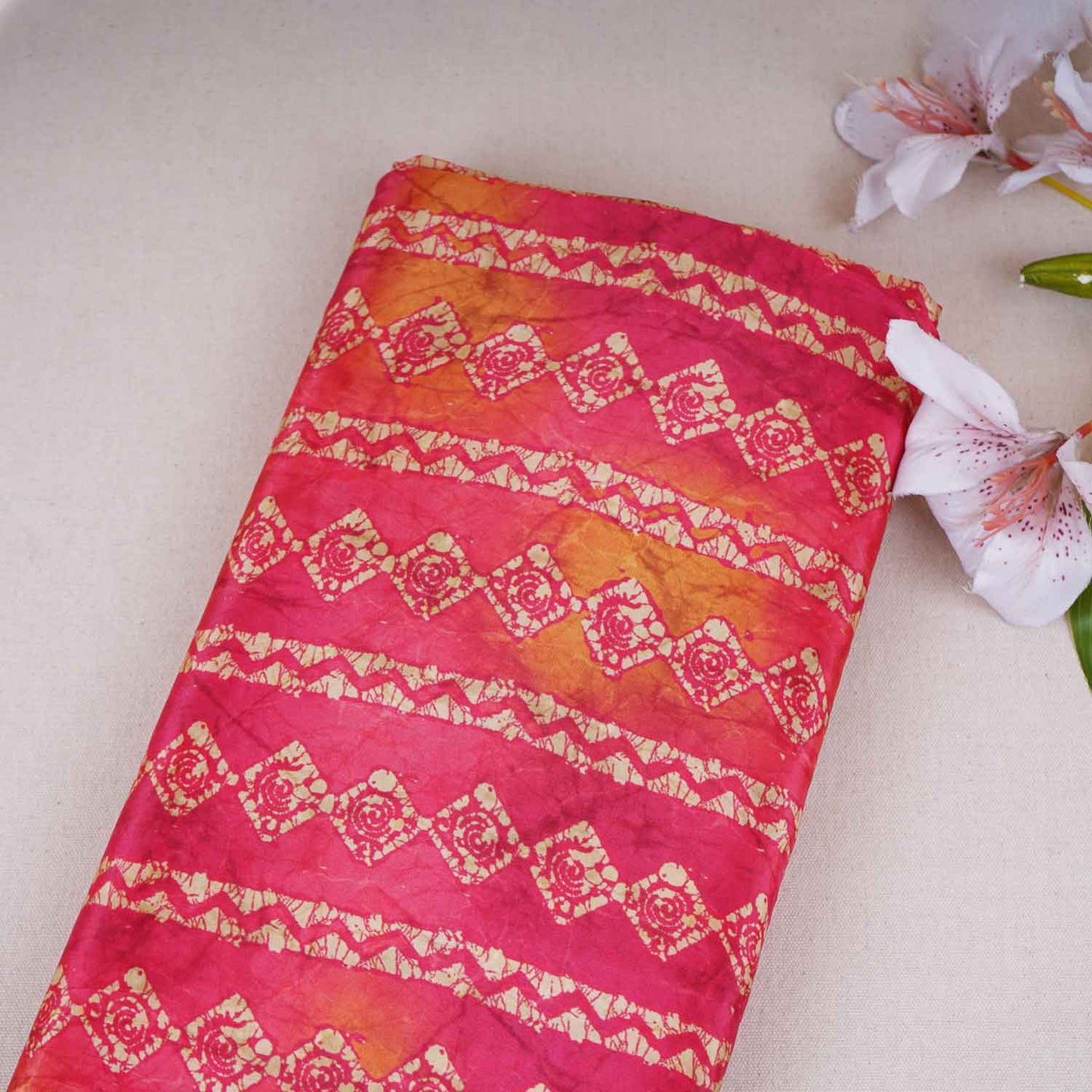 Magenta Pink Strips Print Crepe Fabric GT-29190