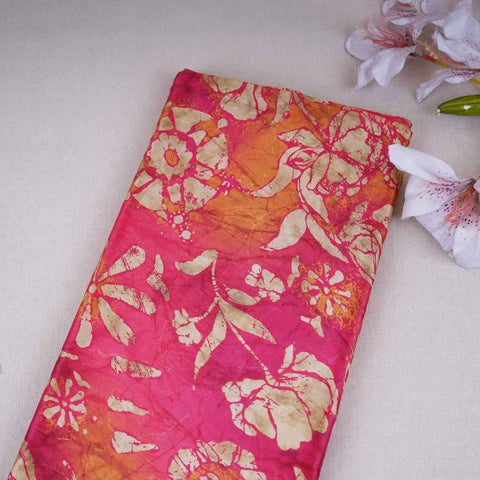 Magenta Pink Floral Print Crepe Fabric GT-29191