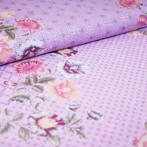 Dusky Pink Floral Print Cotton Schiffli Fabric MT-29227 - TradeUNO