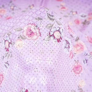 Dusky Pink Floral Print Cotton Schiffli Fabric MT-29227 - TradeUNO