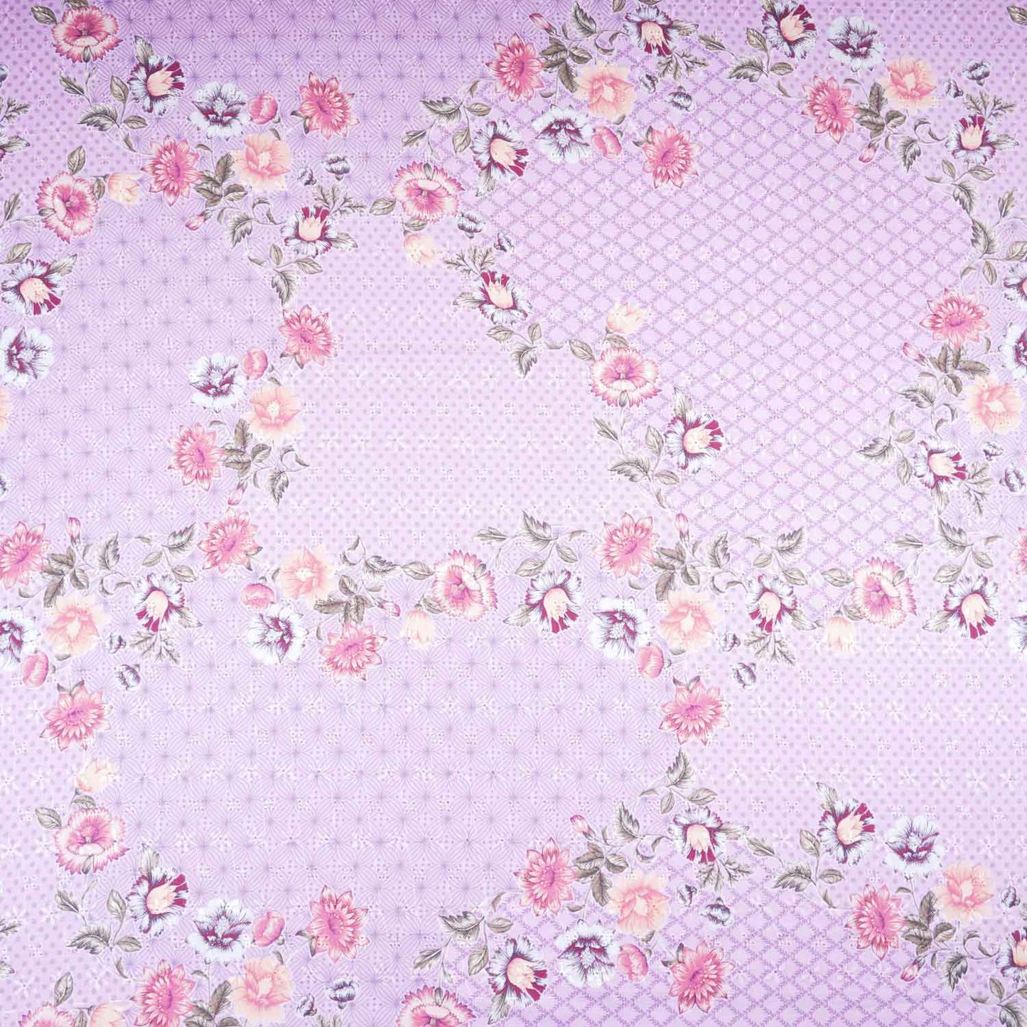 Dusky Pink Floral Print Cotton Schiffli Fabric MT-29227 - TradeUNO