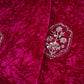 Magenta Pink Floral Cutdana Crushed Velvet Fabric SC-28298
