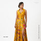 Mustard floral print Silk Satin Fabric NVC-31572
