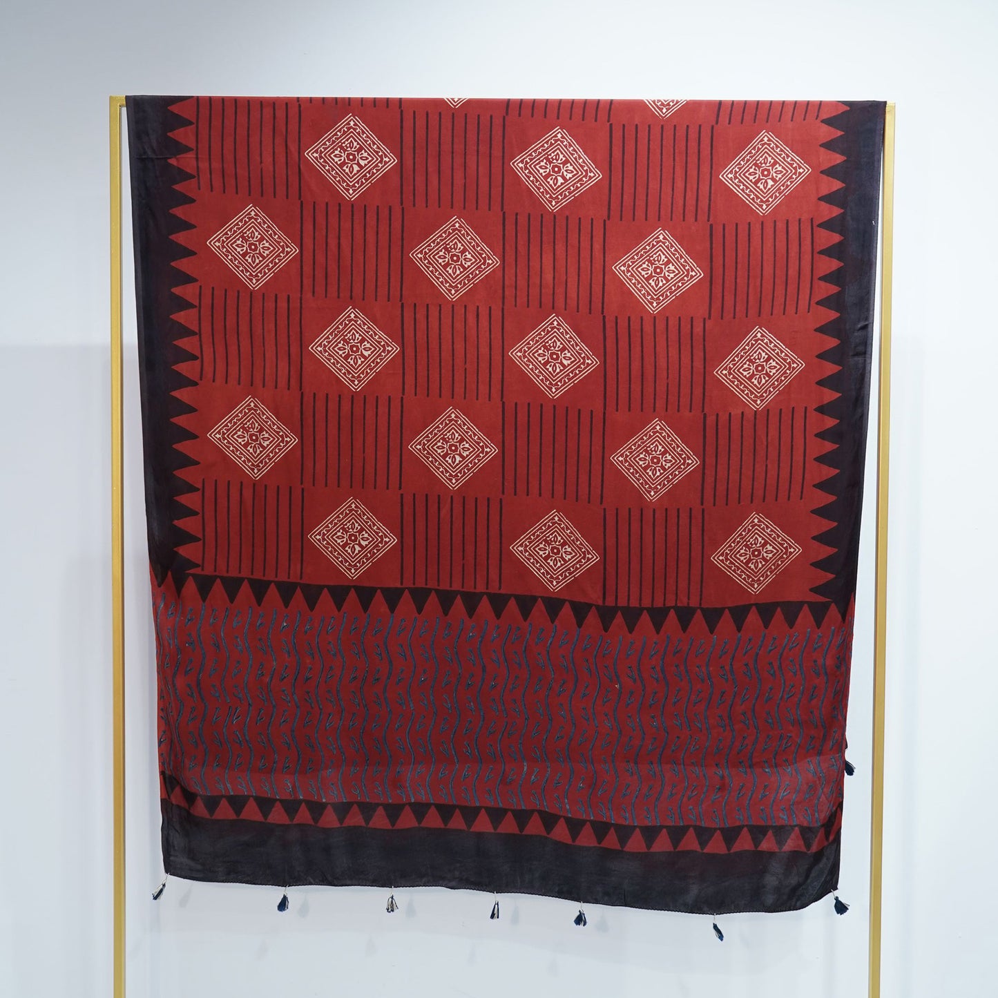 Red Ajrakh print Modal Silk Kaftan EEG-31638