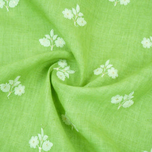 Parrot Green thread embroidery Pure Linen Fabric SN-31146 - TradeUNO