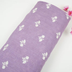 Lavender thread embroidery Pure Linen Fabric SN-31147 - TradeUNO