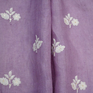 Lavender thread embroidery Pure Linen Fabric SN-31147 - TradeUNO