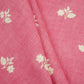 Rose Pink thread embroidery Pure Linen Fabric SN-31148