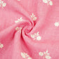 Rose Pink thread embroidery Pure Linen Fabric SN-31148