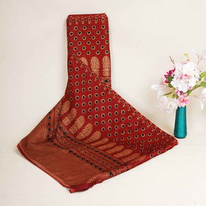 Red Ajrakh Print Mashru Silk Fabric EEG-28303 - TradeUNO