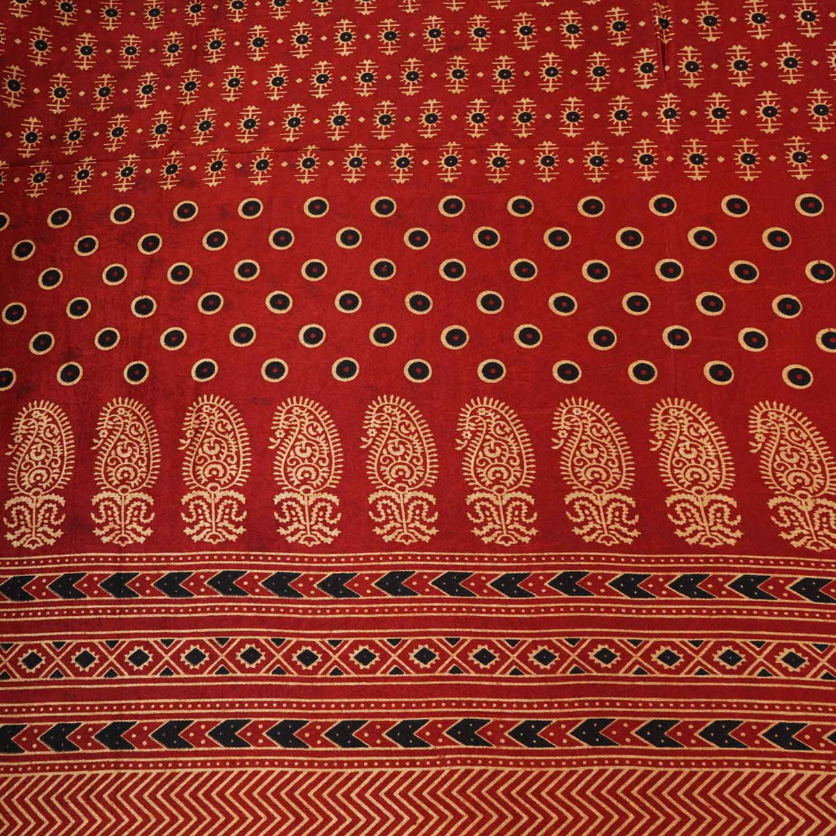 Red Ajrakh Print Mashru Silk Fabric EEG-28303 - TradeUNO