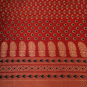 Red Ajrakh Print Mashru Silk Fabric EEG-28303 - TradeUNO