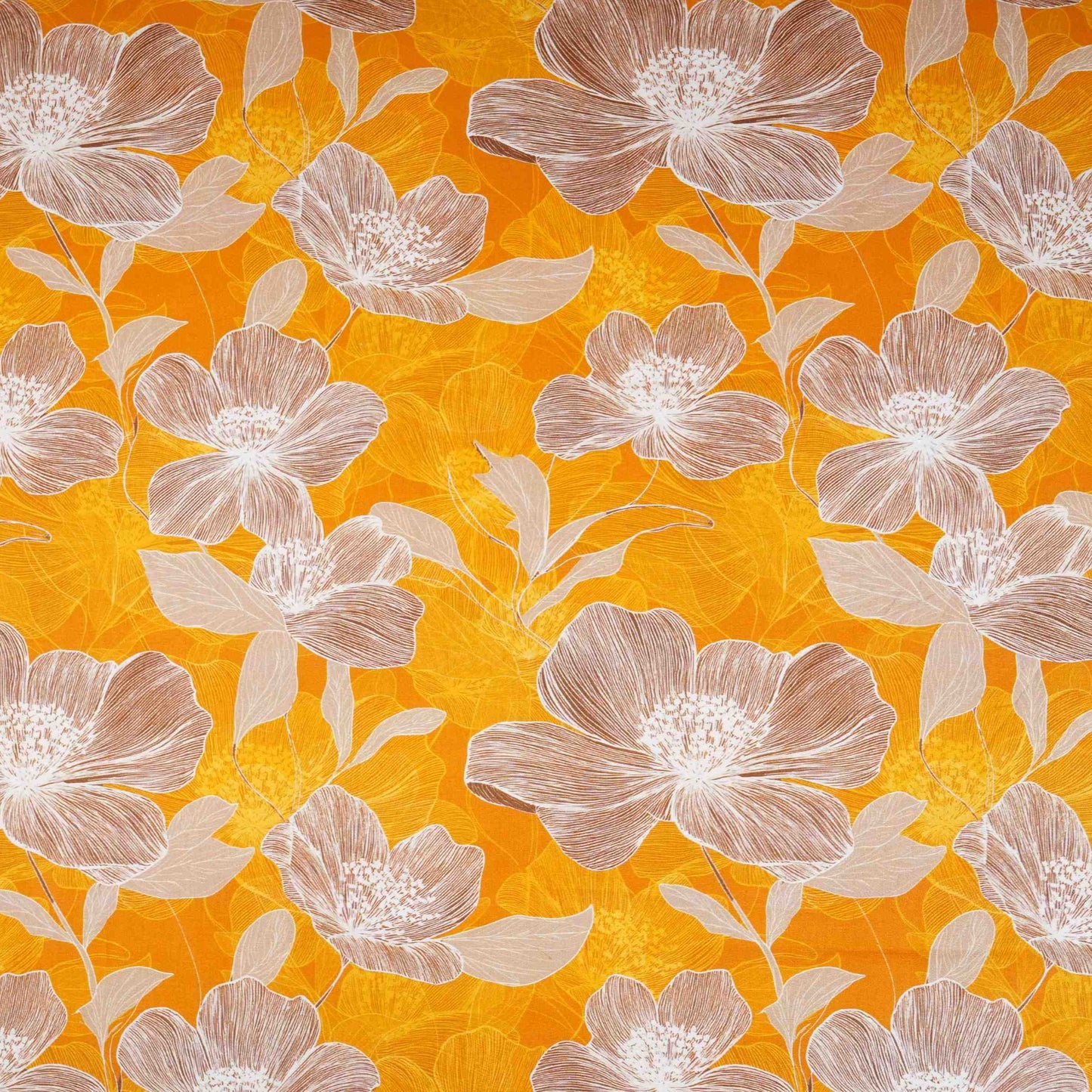 Yellow Floral Print Cotton Mulmul Fabric PG-30452