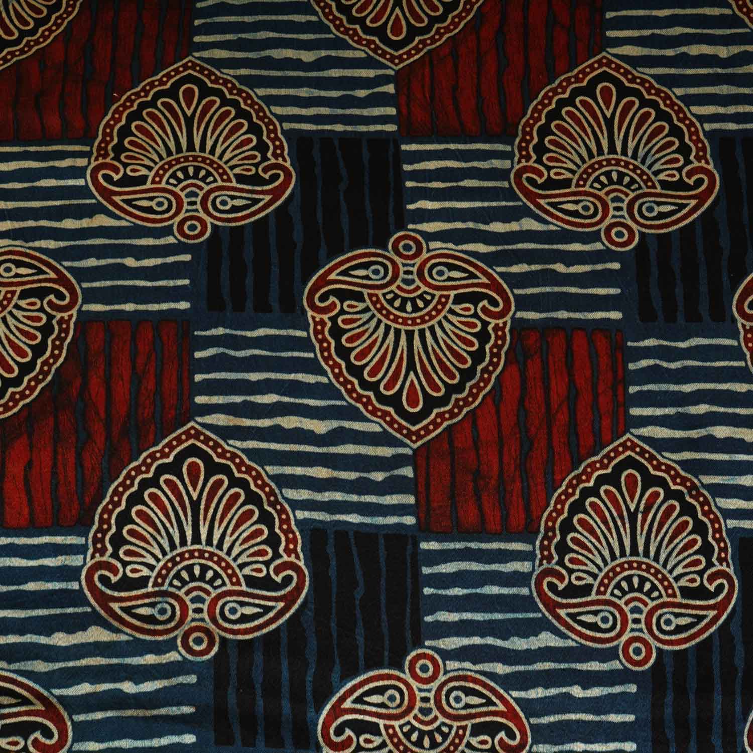 Teal Blue Floral Print Mashru Silk Fabric EEG-28305 - TradeUNO