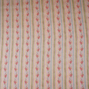 Pink & Green Stripes Print Mul Chanderi Fabric GTS-30509 - TradeUNO