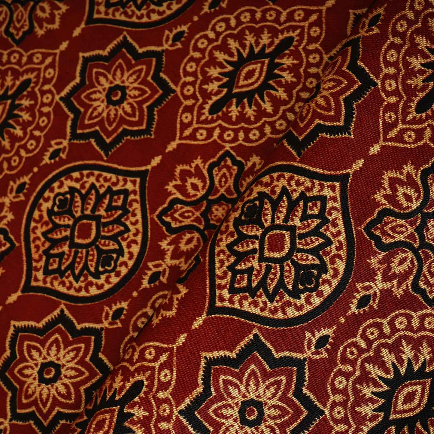 Red Ajrakh Print Mashru Silk Fabric EEG-28308
