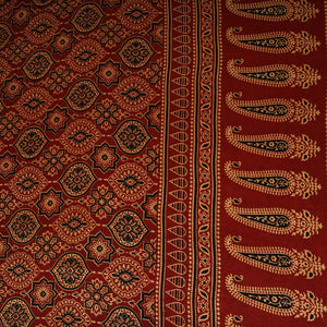 Red Ajrakh Print Mashru Silk Fabric EEG-28308 - TradeUNO