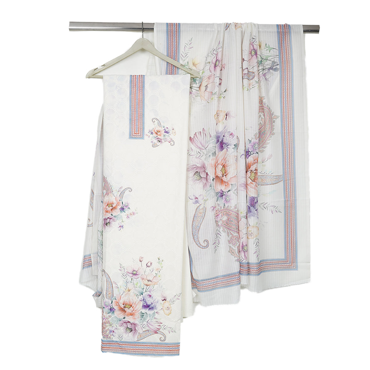 Peach Floral Cotton Voil Suit Set with Dupatta RT-30922 – image 2 of 2