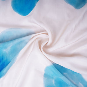 Off White Abstract Print Satin Linen Fabric MT-30992 - TradeUNO