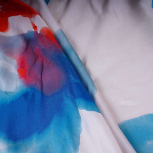 Off White Abstract Print Satin Linen Fabric MT-30992 - TradeUNO