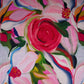 Off White Abstract Print Satin Linen Fabric MT-30990