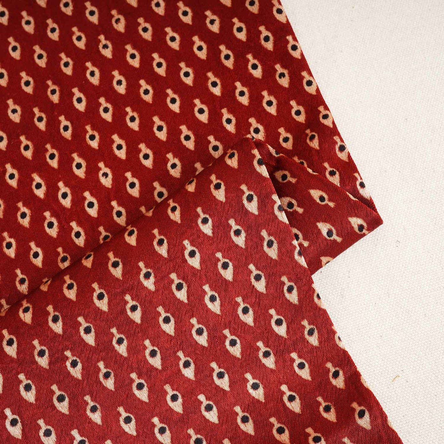 Red Floral Print Mashru Silk Fabric EEG-28310