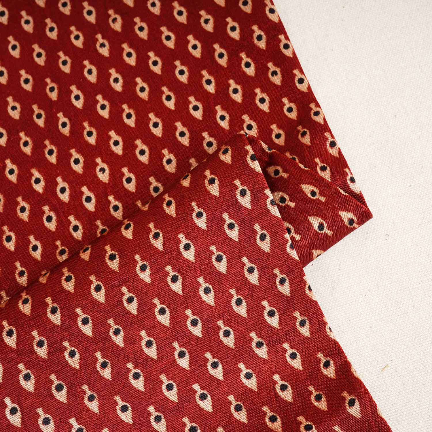 Red Floral Print Mashru Silk Fabric EEG-28310 - TradeUNO