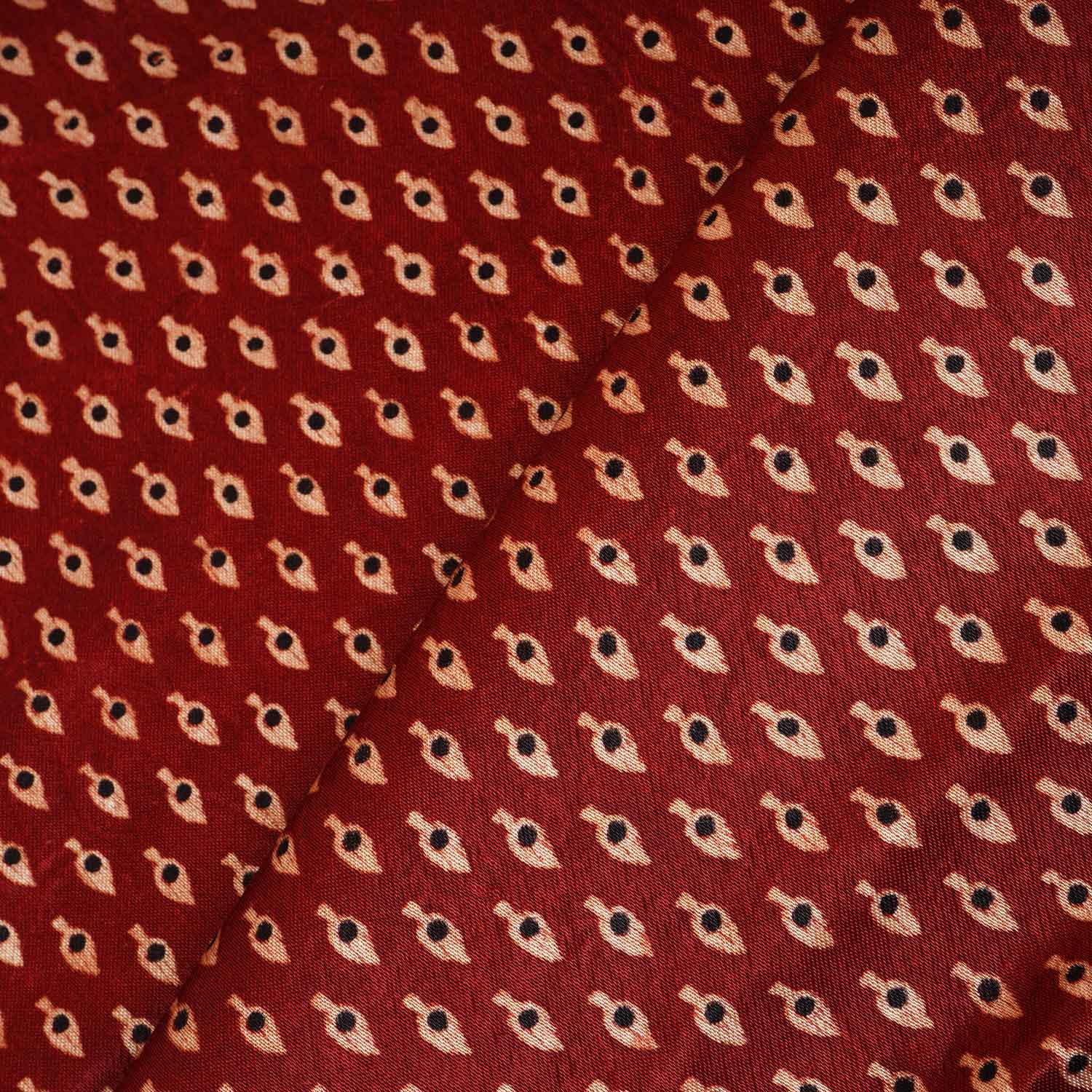 Red Floral Print Mashru Silk Fabric EEG-28310 - TradeUNO