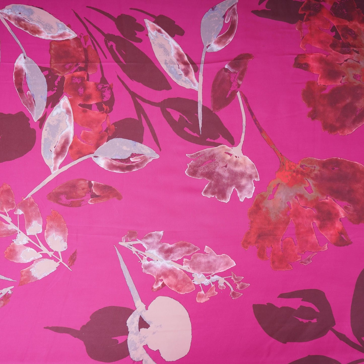 Magenta Pink floral print Modal Silk Fabric MTFG-31079