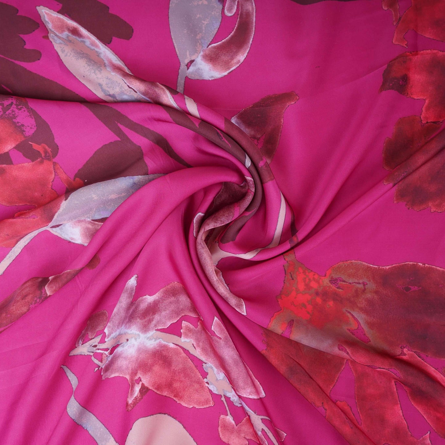 Magenta Pink floral print Modal Silk Fabric MTFG-31079