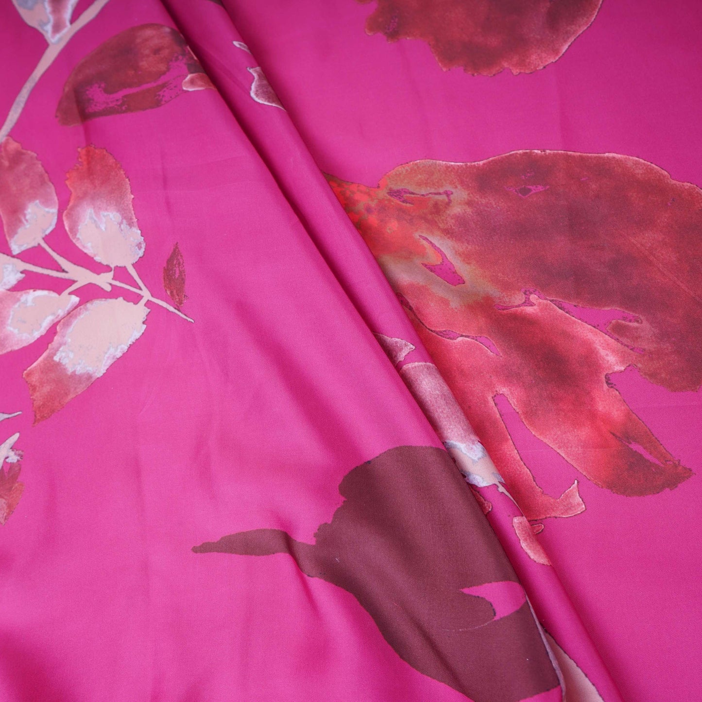 Magenta Pink floral print Modal Silk Fabric MTFG-31079