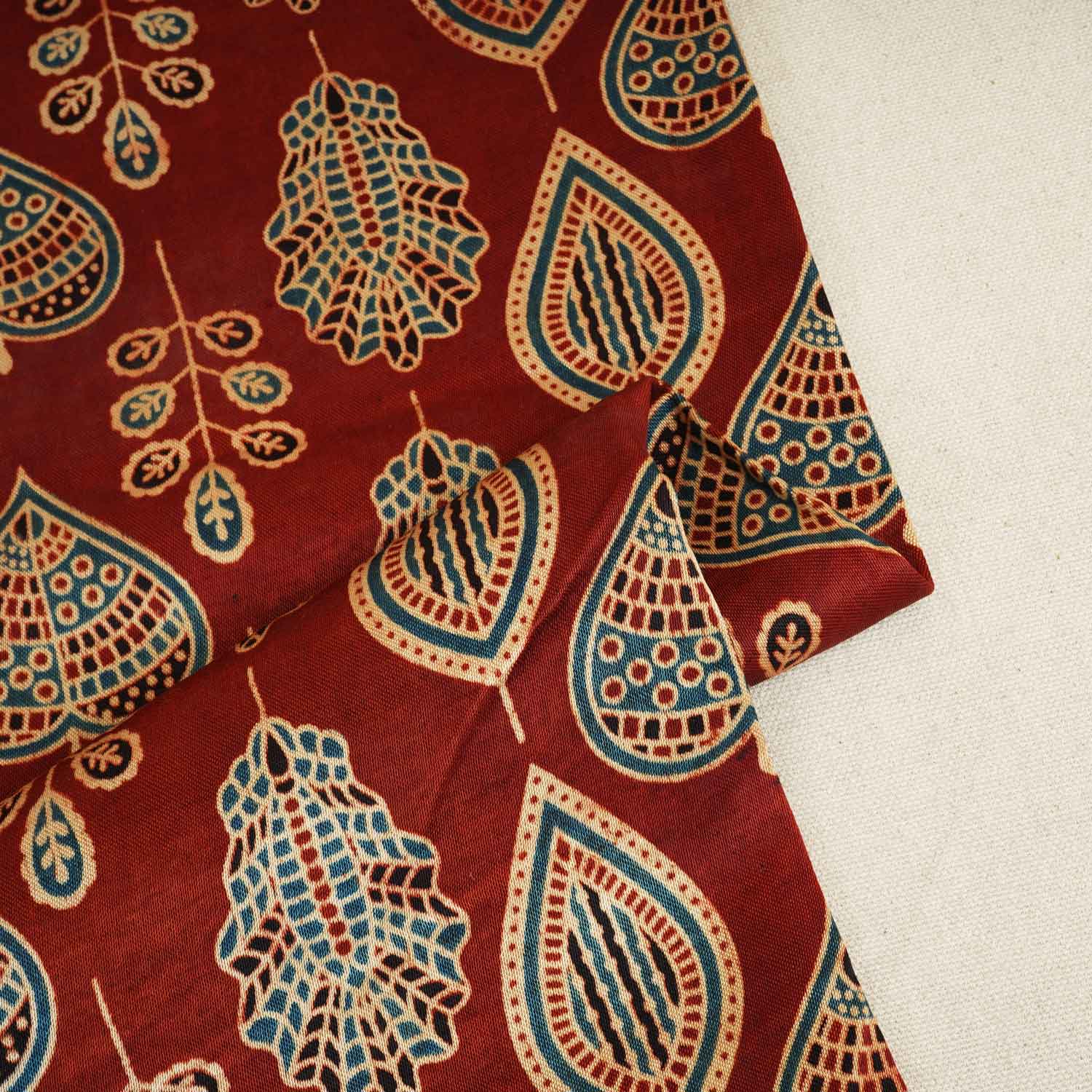 Red Floral Print Mashru Silk Fabric EEG-28311 - TradeUNO