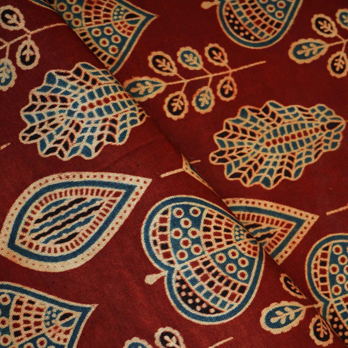Red Floral Print Mashru Silk Fabric EEG-28311